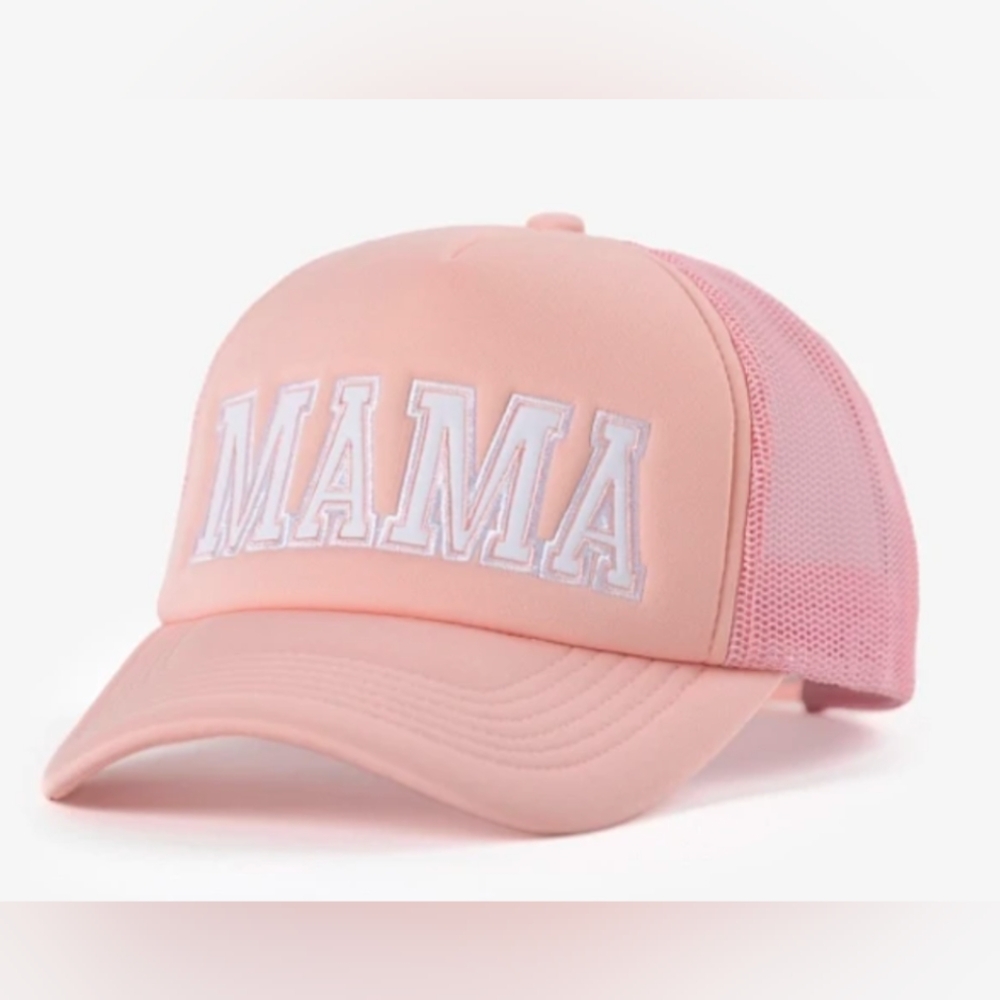 MAMA Embroidered Trucker Hat - Pink